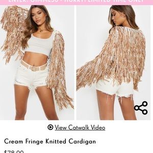 Cream Fringe knitted cardigan